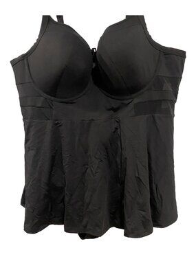 PENNINGTONS Mesh Skirted Swim Dress Black 2XL Plus Size Swimwear Curvy Swim 1pc